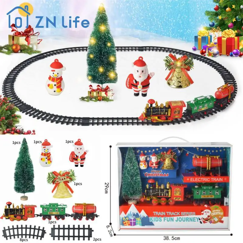 

Christmas Rail Car Lighting Dynamic Sound For 3 Years Old And Above 1 Set Christmas Decoration Electric Railway Train Durable