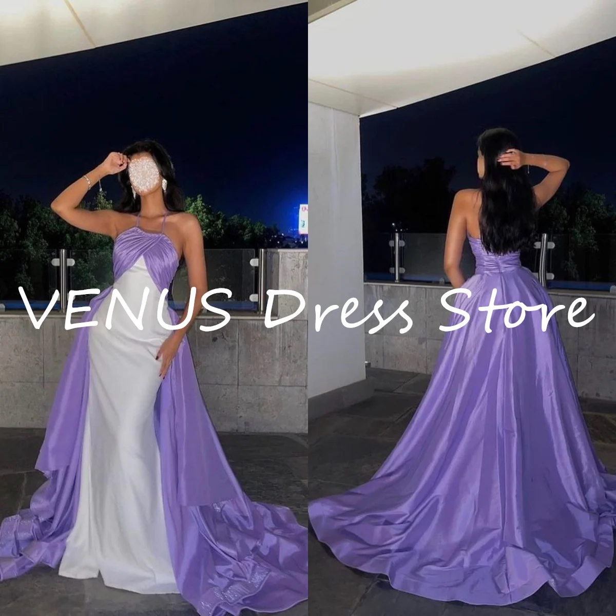 

VENUS Prom Dresses Simple Exquisite Strapless A-line Bowknot Satin Formal Occasion Gown vestidos festas e eventos robe femmes