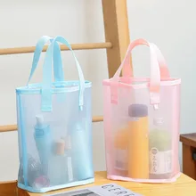 

Mesh Travel Cosmetic Portable Bag Large Tote Storage Toiletry Organize Transparent Makeup Storage Bag Case Female Wash Kit