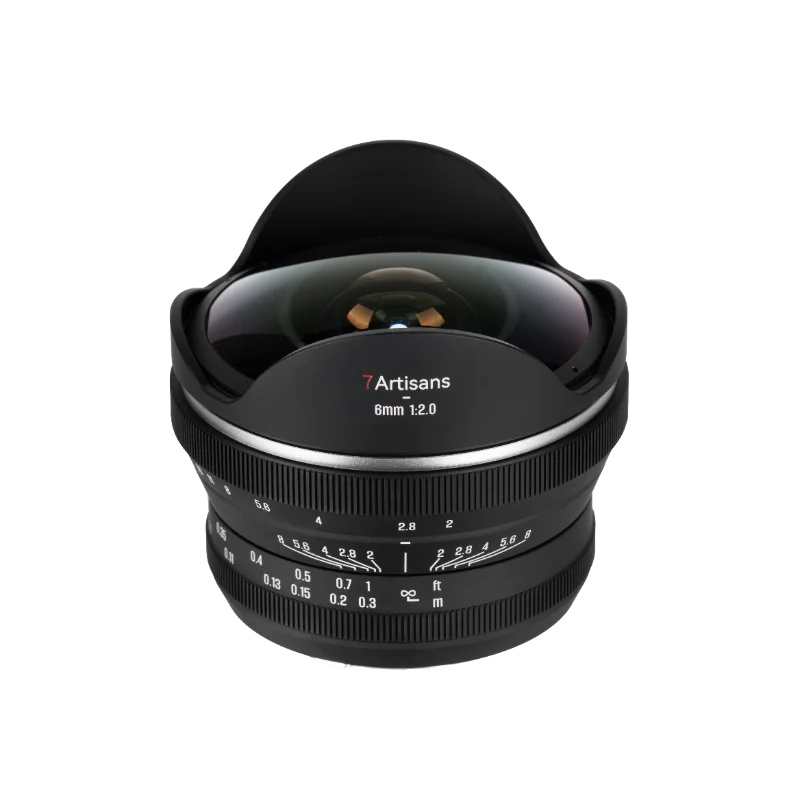 7artisans 6mm F2.0 어안렌즈 APS-C 수동 초점 카메라 렌즈 (캐논 RF, E, 니콘 Z, 후지필름 XF, M/43 마운트 카메라용)