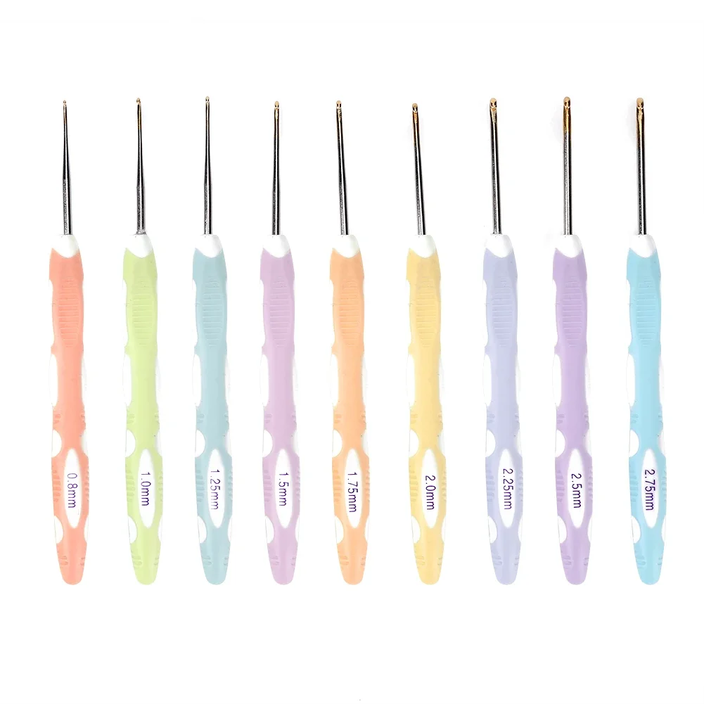 8/9pcs Knitting Needles Set Handmade Crafts Aluminum Crochet Hooks Needles Comfortable Grip Festival Gift for Sewing Weave Tool