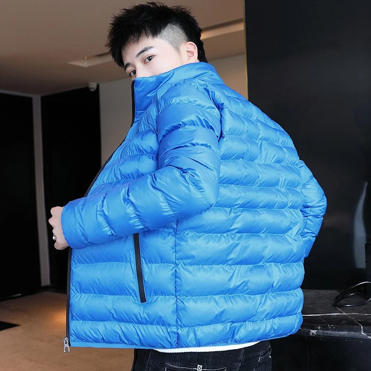 2022 Autumn and Winter Cotton Coat Men's Handsome Short Cotton Coat Korean Version of The Trend of Slim Down Jacket Men's Trendy new men s hooded cotton coats autumn and winter 2021 korean version of the tide short cotton jacket thick down cotton clothing