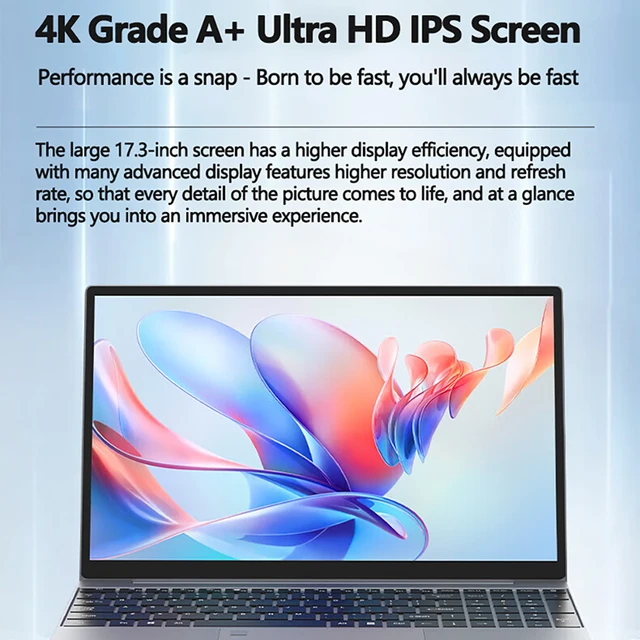 17,3-дюймовый офисный ноутбук Intel N5095/N95, 32 ГБ ОЗУ, 2 ТБ SSD, отпечаток пальца, DDR4, Window11, клавиатура с подсветкой, портативный ноутбук 4