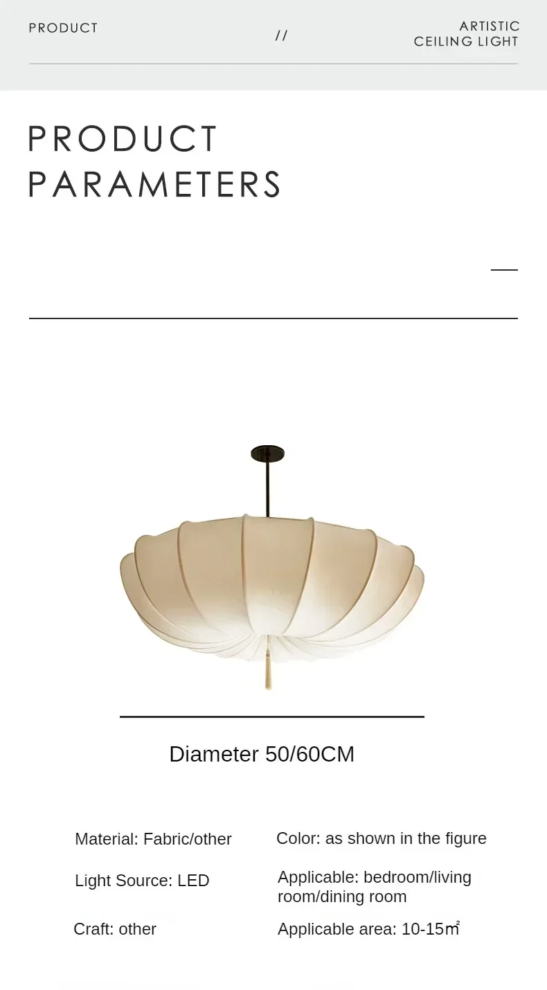 Description Picture 3 of itemUmbrella Shape Pendant Lights Wabi Sabi Fabric Pendant Lights Living Room Shop Bedroom Hanging Lamps for Room Decor Lustre LED