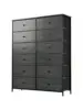 Arlopu 12-Drawer Dresser 35.2 Widened 6-Layer Fabric Storage Tower w Textured Print Fabric Bins Tall Chest Organizer Uni 1