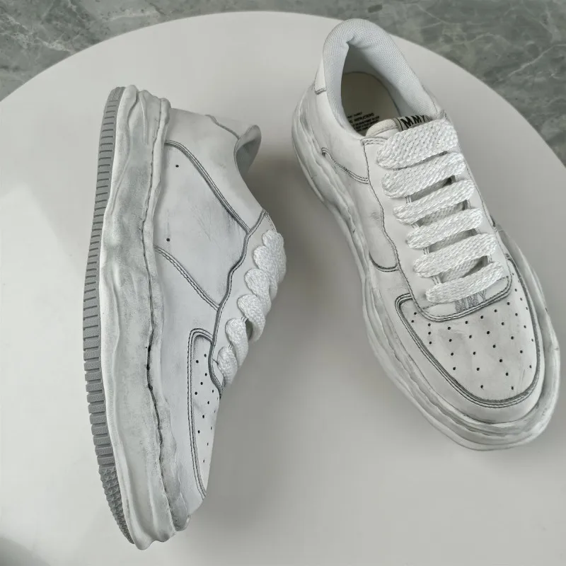 

MMY Leather MenSneakers Thick Bottom Mihara Old Shoes Yasuhiro Couple Board Shoes Cowhide Women's Sneakers Casual Shoes