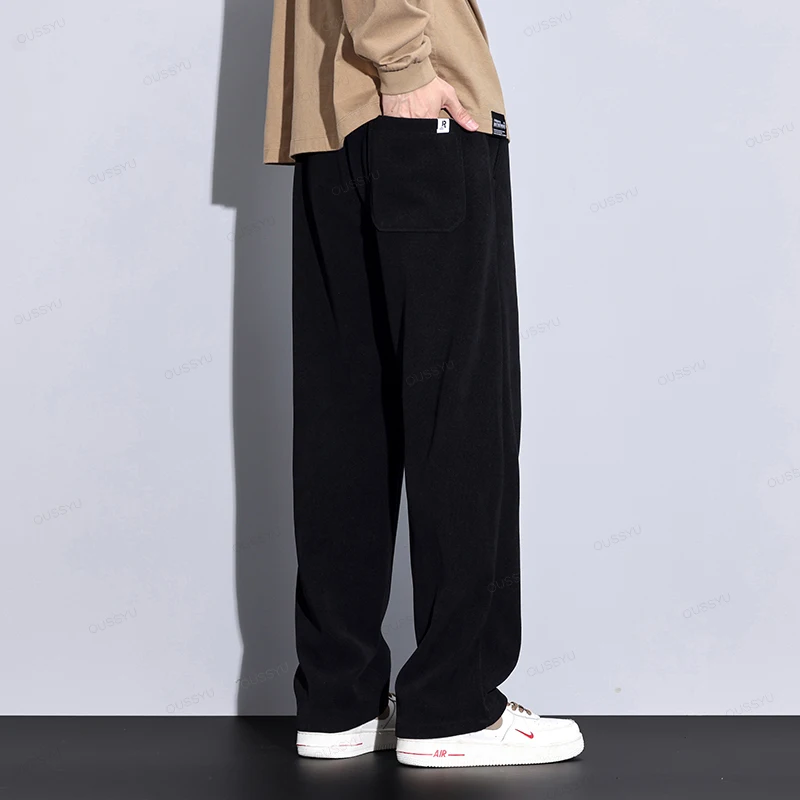 Autumn Winter Stretch Corduroy Pants Men Thick Elastic Waist Korea Baggy Straight Jogger Outdoors Trousers Male Large Size M-5XL 4