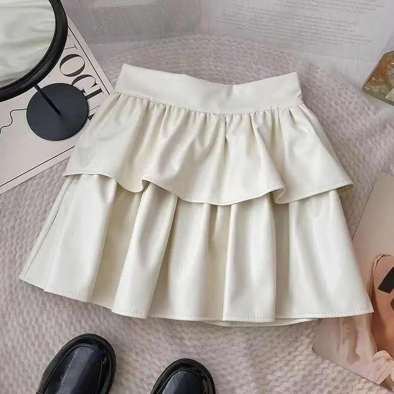 Women's PU Leather High Waist Pleated Mini Skirts Flared Short Skirt Nightclub Festival Rave Outfits