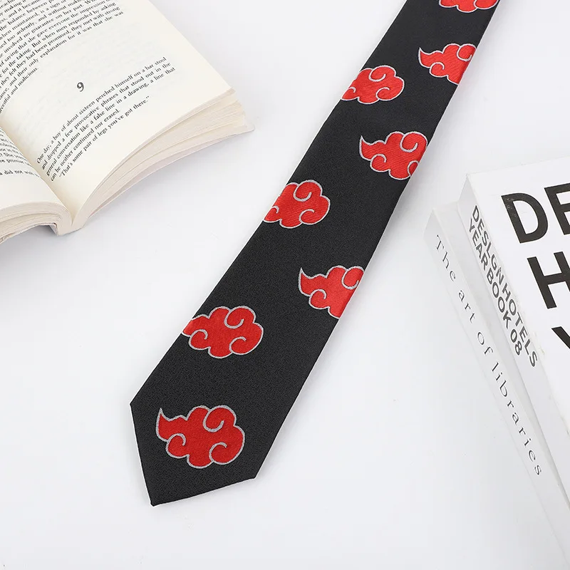 Brdwn Akatsuki Red Cloud Tie Cosplay Ninja Neckcloth Halloween Accessories Carnival Gifts 145cm Necktie Cosplay Prop