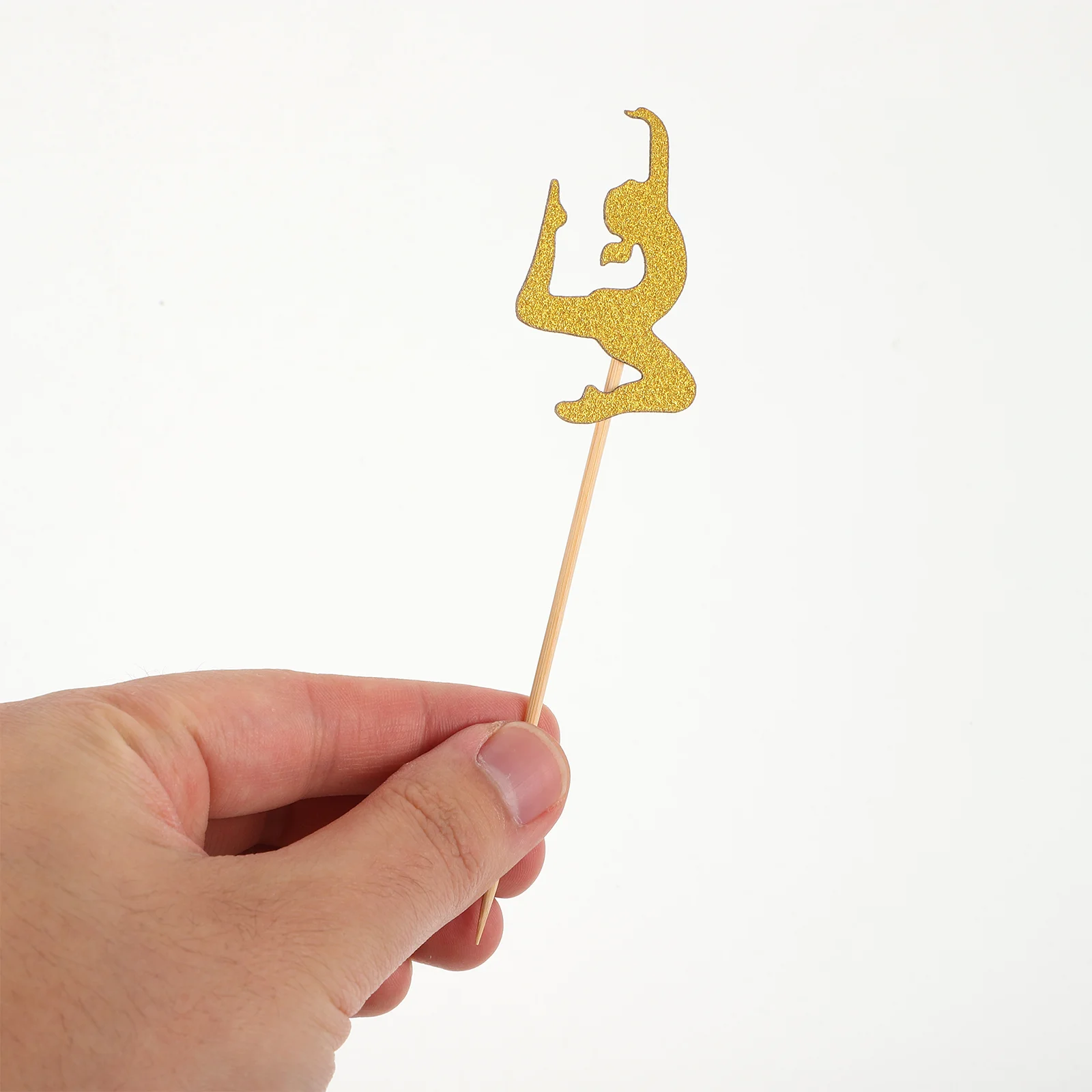 24 Pcs Gold Decor Fitness Theme Cake Toppers Picks for Birthday Party Egg Tart Yoga Bamboo Dessert Gymnastics Aerobics Cupcake