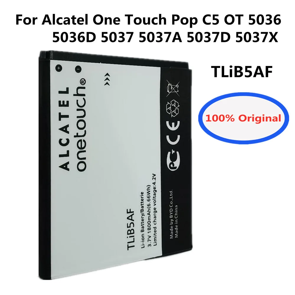 

Original 1800mAh TLiB5AF Phone Replacement Battery For Alcatel One Touch Pop C5 OT 5036 5036D 5037 5037D 5037A 5037X Batteria