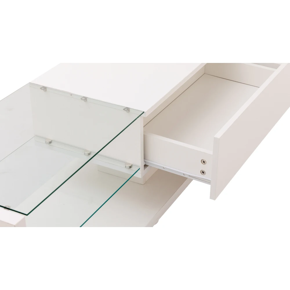 PINGGO Moderner TV-Schrank Rustikales Holz LED-Beleuchtung Glaspartitionen Wohnzimmer-Aufbewahrungsmöbel – Detail 21