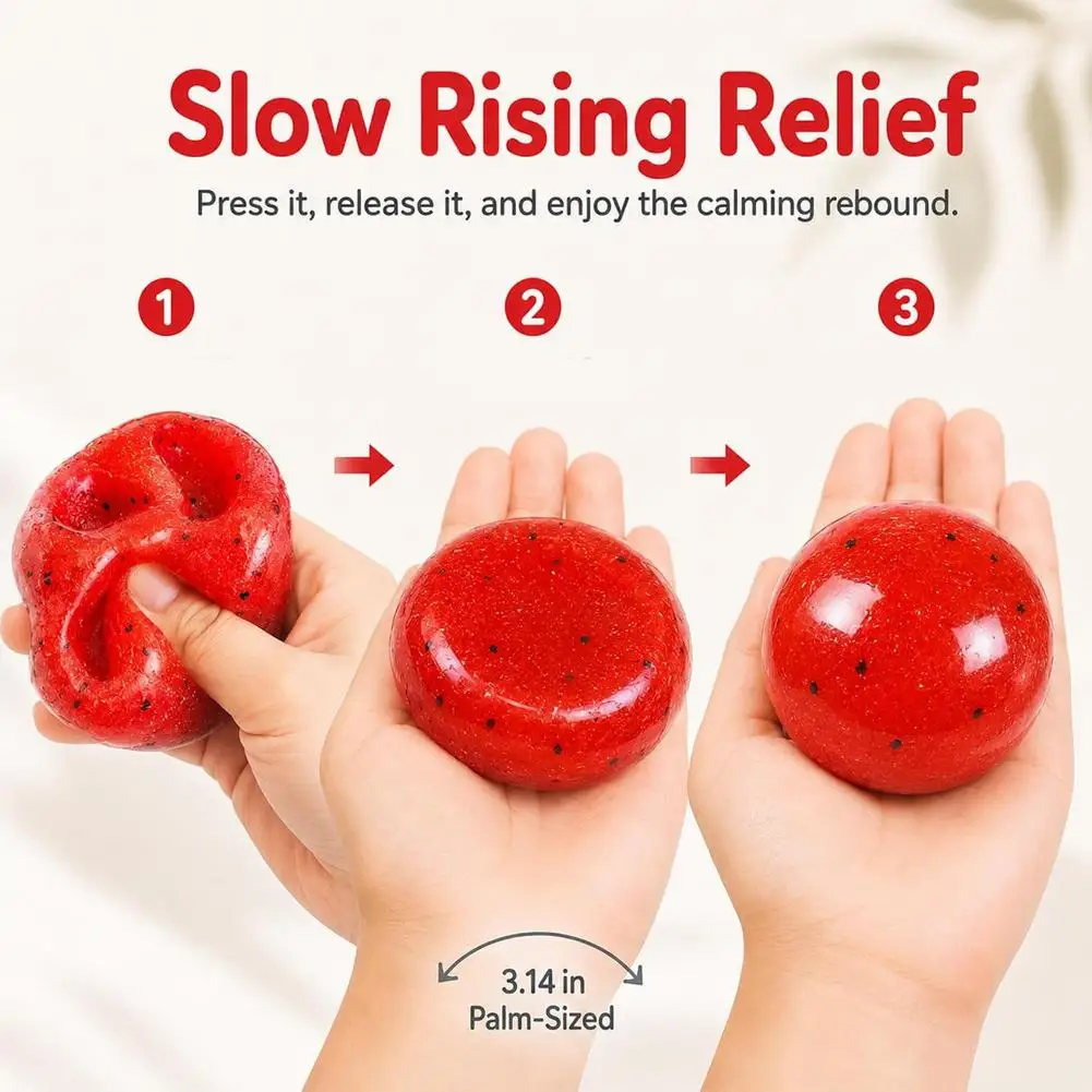 Watermelon Squeeze Ball - Handmade Squishy Fidget Toy with Crunchy Sound Realistic Simulation