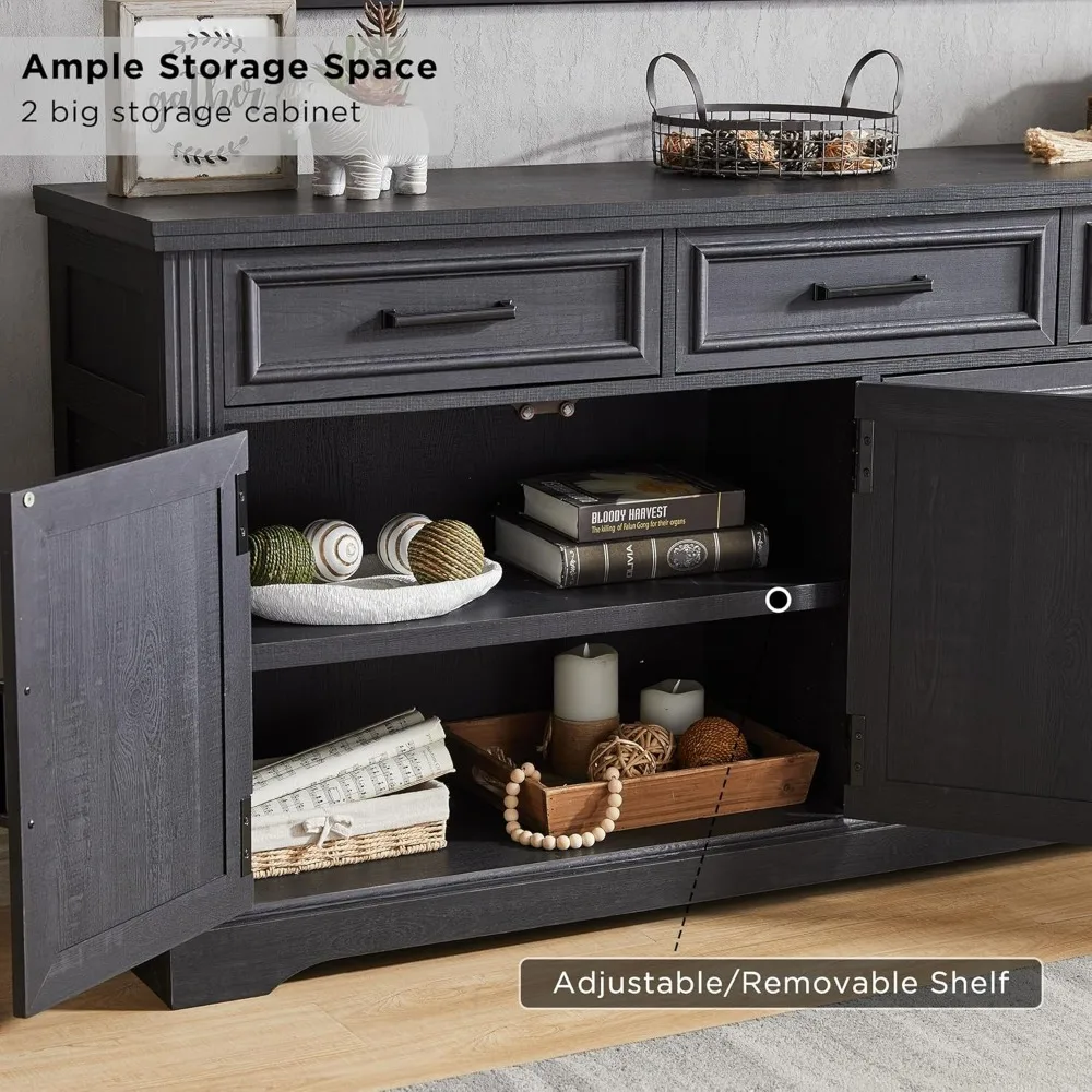 TV Stand for TVs Up to 75", 66" Wide Entertainment Center with 4 Door & 3 Drawers, Media Console Table for Living Room, Black 4