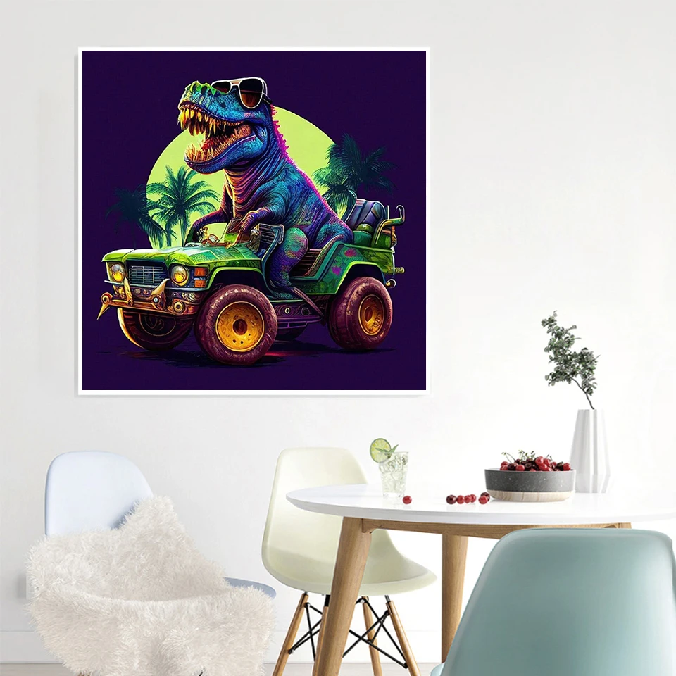 AZQSD Diamond Painting 5d Dinosaur Animal Diy Needlework Embroidery diamond painting diamond art painting kit diamond painting set Car Coconut Tree Gift Home Decor