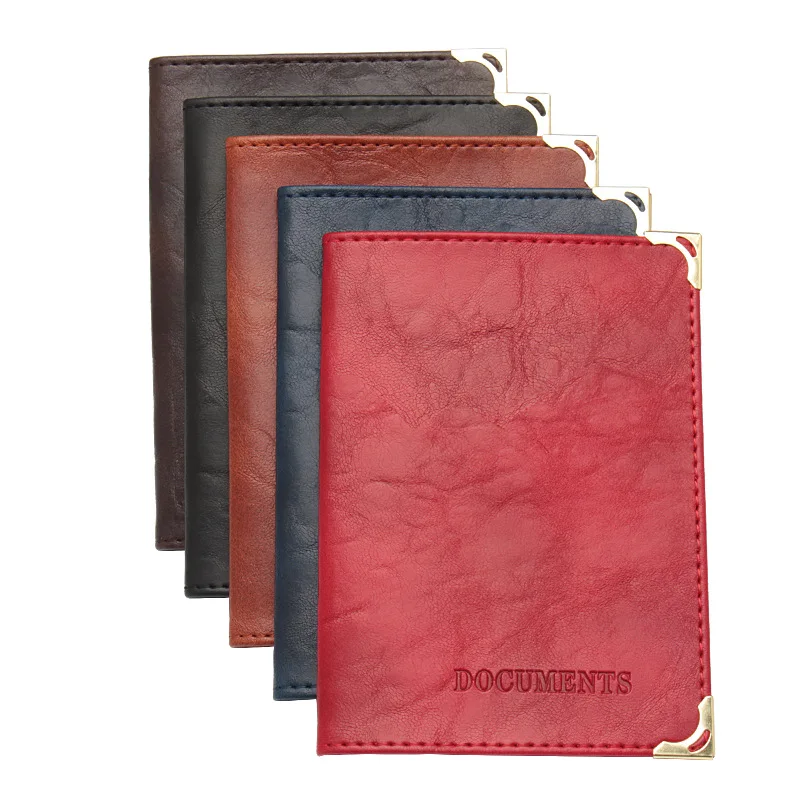 Passport holder Women Men Passport Holder Bags Wallet Vintage Pu Leather Passport Cover Documents Card Bag Auto Driver License Cover Bags Pouch