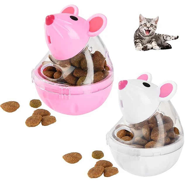 Cat Food Leak Toys Pet Cats Food Feeder Mice Mouse Shape Rolling Training  Toy