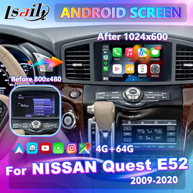 

Lsailt CP AA 8-дюймовый Android автомобильный интегрированный мультимедийный Авто Воспроизведение HD сменный экран для Nissan Quest E52 2009-2020