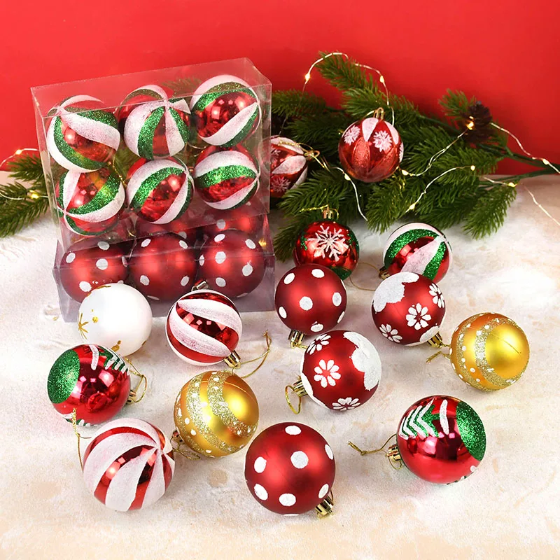 

6pcs 6cm Painted Christmas Ball Christmas Tree Ornament Hanging Pendant Home Christmas Tree Decoration Party Decor Supplies