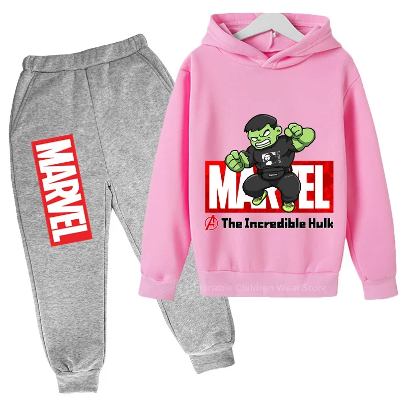 Marvel Q-Edition 헐크 후드티 및 바지 듀오, 재미있고 패셔너블한 면 의상, 어린이 캐주얼 데이즈