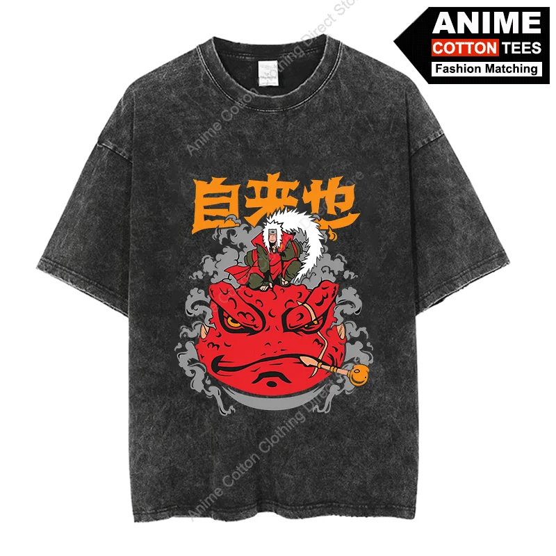 Spiral Pills Jiraiya T-shirt Anime Naruto T Shirt y2k Harajuku Casual Unisex Hip Hop Streetwear Tops Cotton Oversized Loose Tees