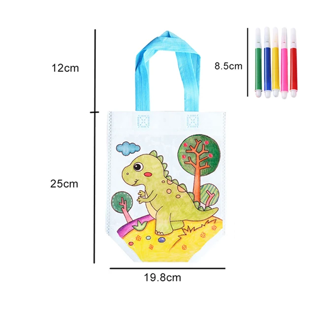 20pcs DIY Graffiti Bag with Coloring Markers Handmade Painting Non-Woven Bags for Children Arts Crafts Color Filling Drawing Toy 5