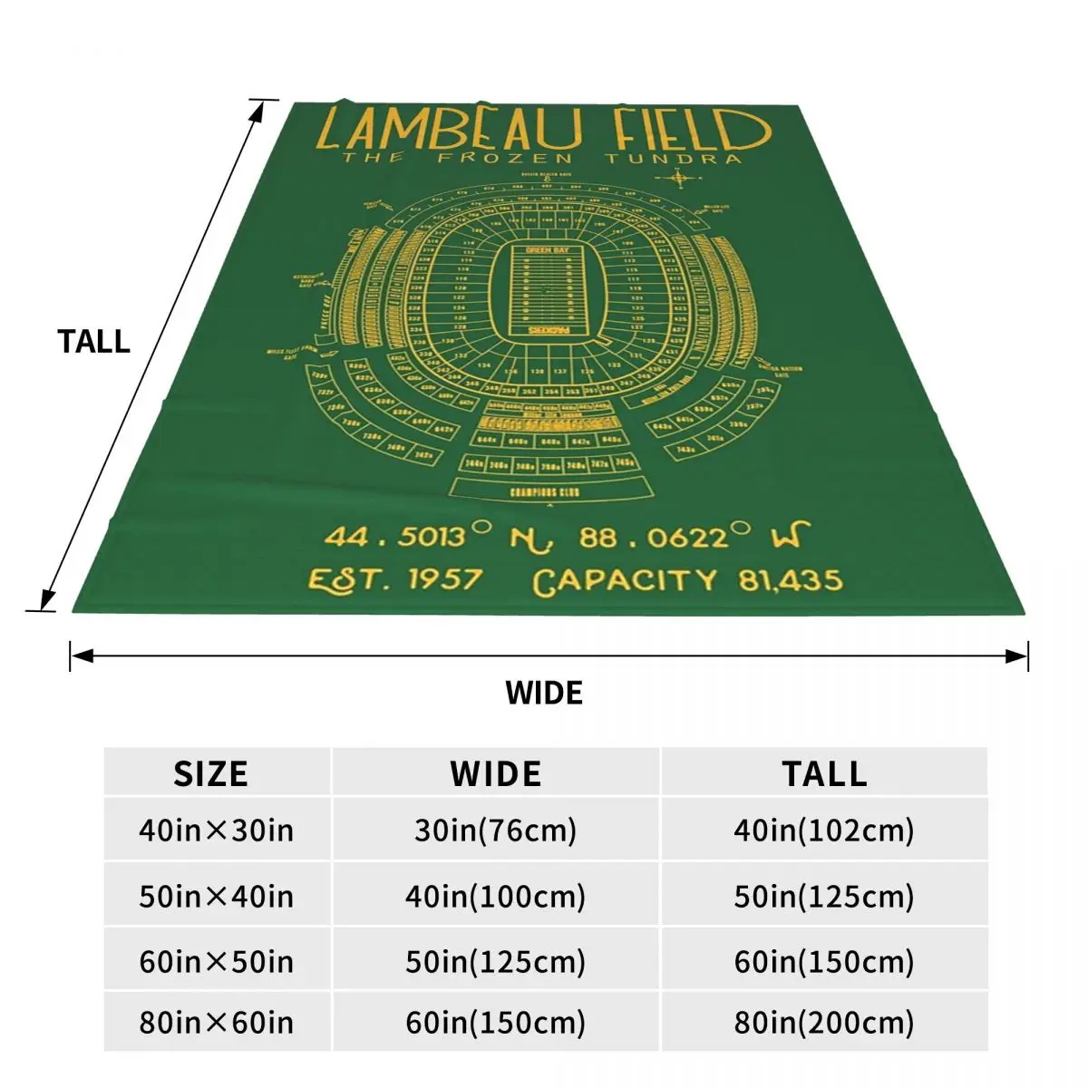 Green Bay Packers Lambeau Field Stadium Blankets Fleece Breathable Sofa Throw Blankets For Couch Office Throws Bedspread Quilt 3