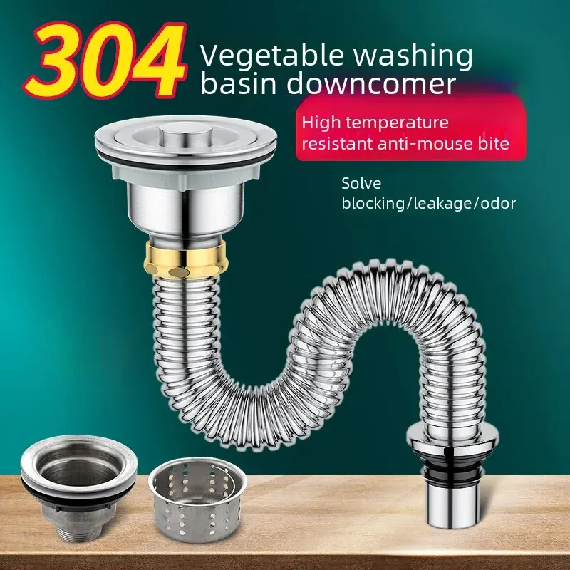 304StainlessSteelKitchenSinkDrainagePipeAccessoriesOdor