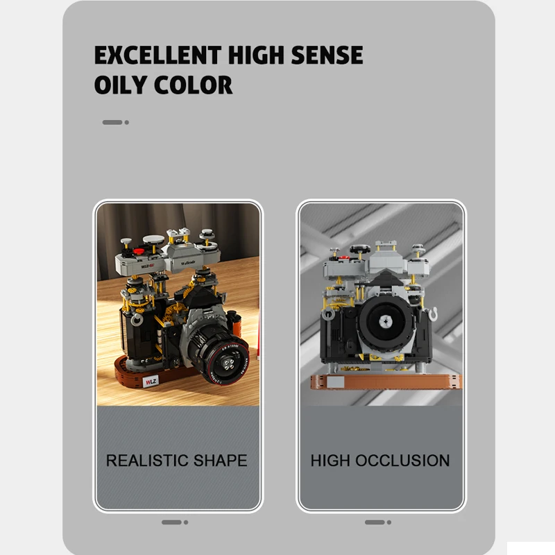 레트로 카메라 조립 빌딩 블록, 높은 시뮬레이션 필름, SLR 카메라 벽돌, 장난감 모델 장식, 어린이 명절 선물, 1030 개