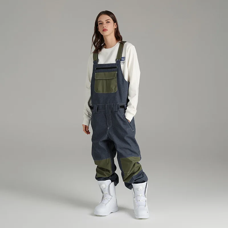 

New Men's and Women's Ski Jumpsuits Winter Windproof and Waterproof Snowboarding Bibs Outdoor Snow Sport Skiing Jeans Pants