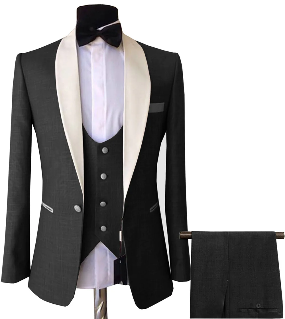 Business Suit Jacket Coat Blazers Trousers Waistcoat Men's Wedding Three Pieces Pants Vest Large Size Professional Suits