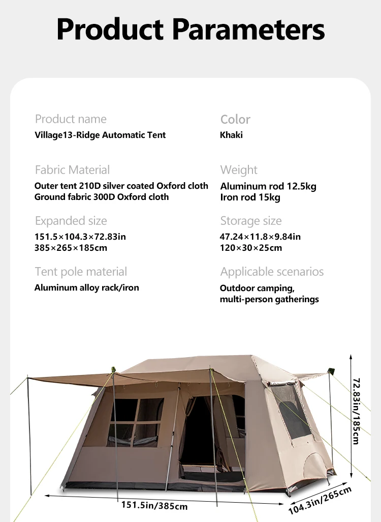 Sonuto Automatisches Campingzelt, 3-8 Personen Schnellaufbau-Hügeltzelt, Wasserdichtes Doppelhalle-Familienzelt mit Vordach für Outdoor-Aktivitäten – Detail 14