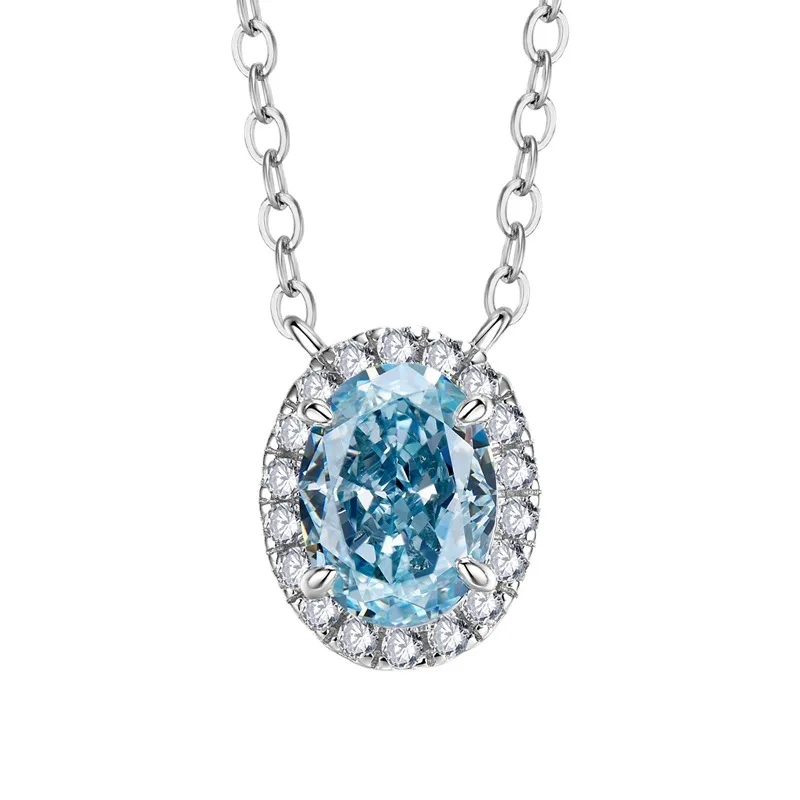 

2023 Новый S925 Серебряный светящийся 6*8 мм Овальный кулон женский Высокоуглеродистый бриллиантовый кулон в европейском и американском стиле Ins