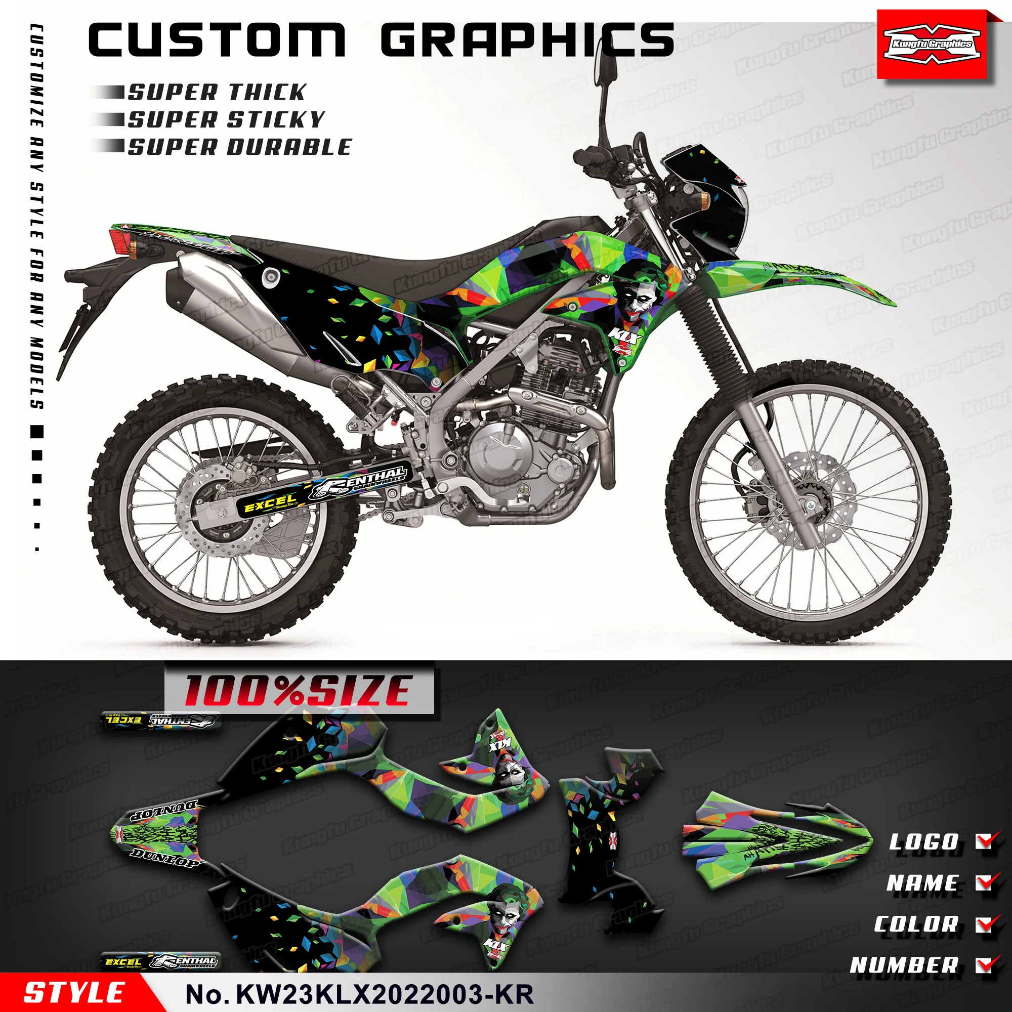 

KUNGFU, набор наклеек на графику, наклейка для Kawasaki KLX230 2020 2021, KW23KLX2022003-KR