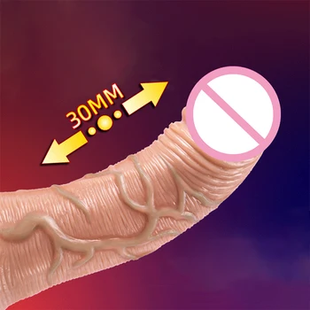 Telescopic Vibrating Soft Realistic Dildo Female Masturbation With Suction Cup Heating Penis Remote Control Dick For Women 2