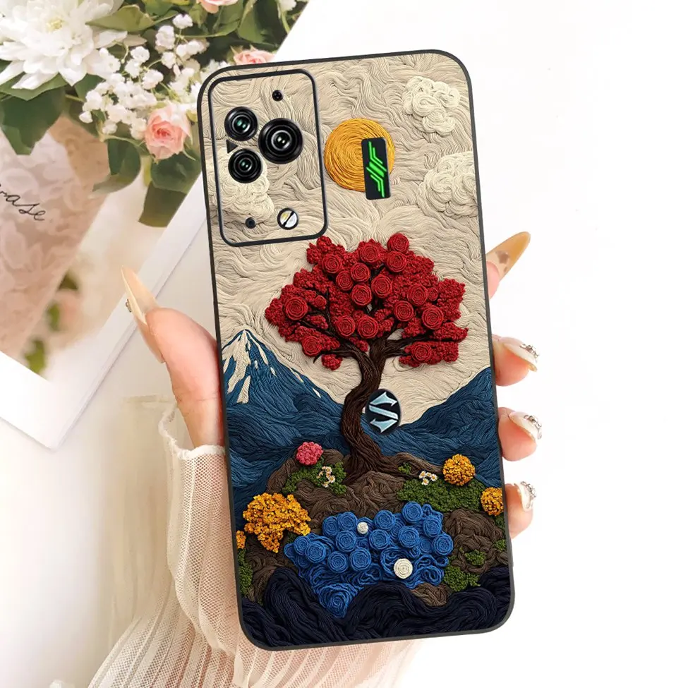 Cute Cat & Butterfly Design Silicone Case - Black Shark 5 Pro