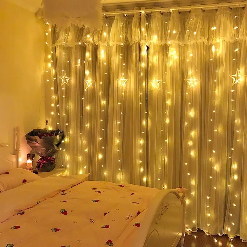 thumbnail image 1 of Guirnalda de luces LED USB para cortina navideña 2024, 8 modos, mando a distancia, para fiestas, jardín, hogar, decoración de bodas, Año Nuevo 2025, 1 of 5