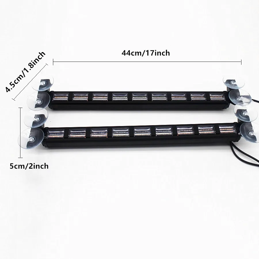 2in1 Car Emergency Light Bar Windshield LED Car Strobe Light 12-24V Police Lights Flashlight Amber White Warning Light