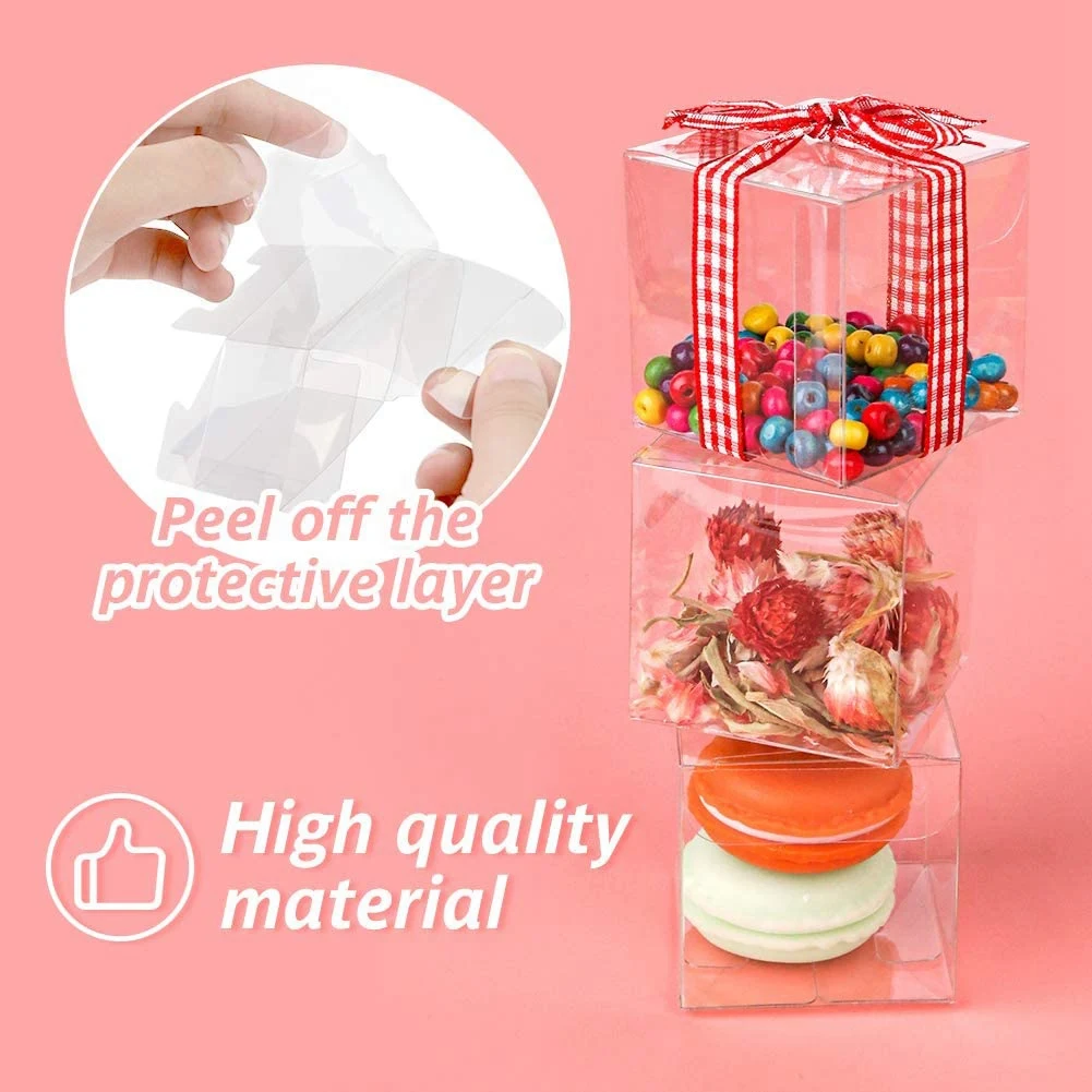 50pcs Clear Favor Boxes Plastic Gift Box Pvc Packing Box Gift Packaging  Empty Boxed Containers for Wedding Party Favors Candy - AliExpress