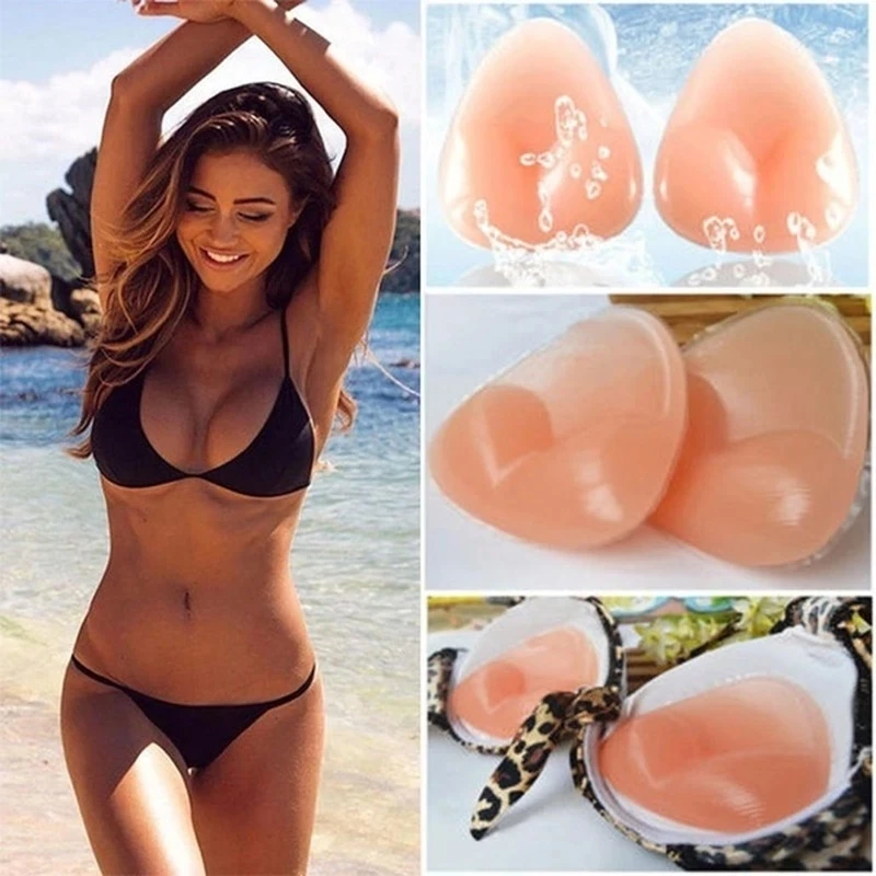 

Bikini Push Up Sponge Bra Pad Silicone Chest Stickers Breathable Insert Silicone Pads for Swimsuit Women's Padding Accessories