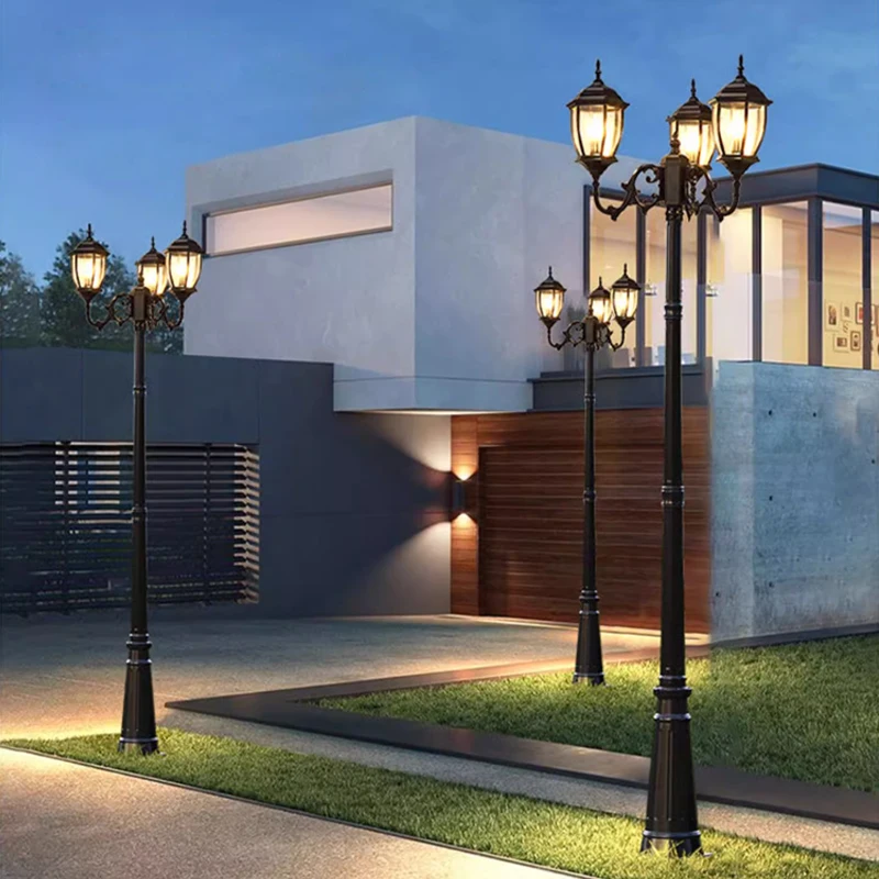 Waterproof high LED retro outdoor landscape courtyard 3m European style outdoor lawn lamp villa household garden street lighting 3