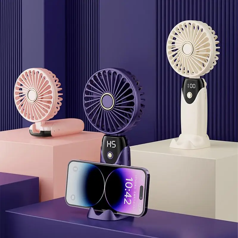 Rechargeable USB Handheld Fan with LED Display