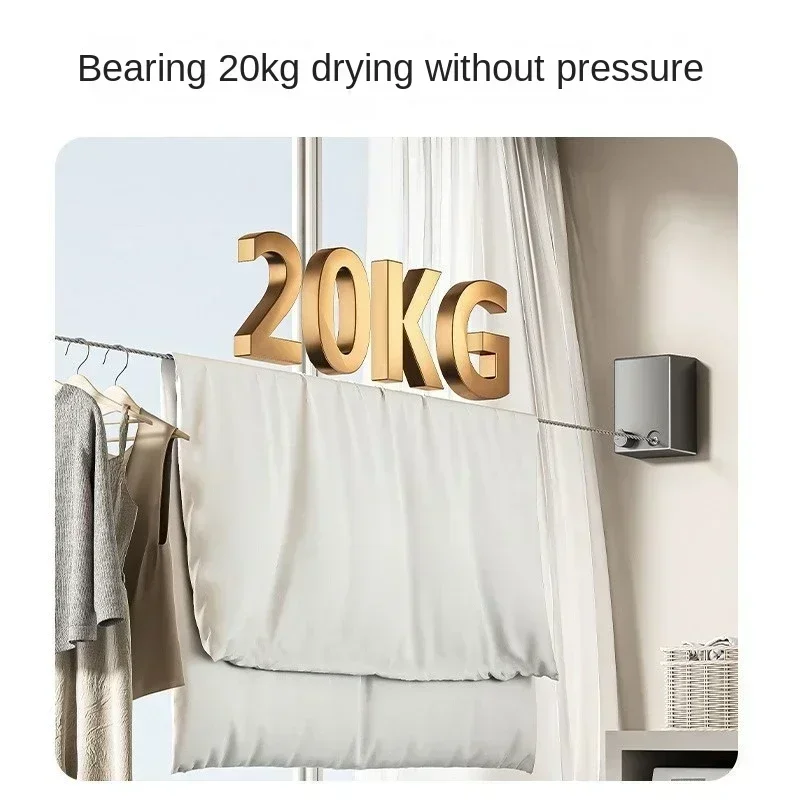Clothes Drying Rack Clothesline Retractable Stainless Seel Pull-Out Clothes-Drying Machine Rope Space-Saving Clothes Drying Rack For Household