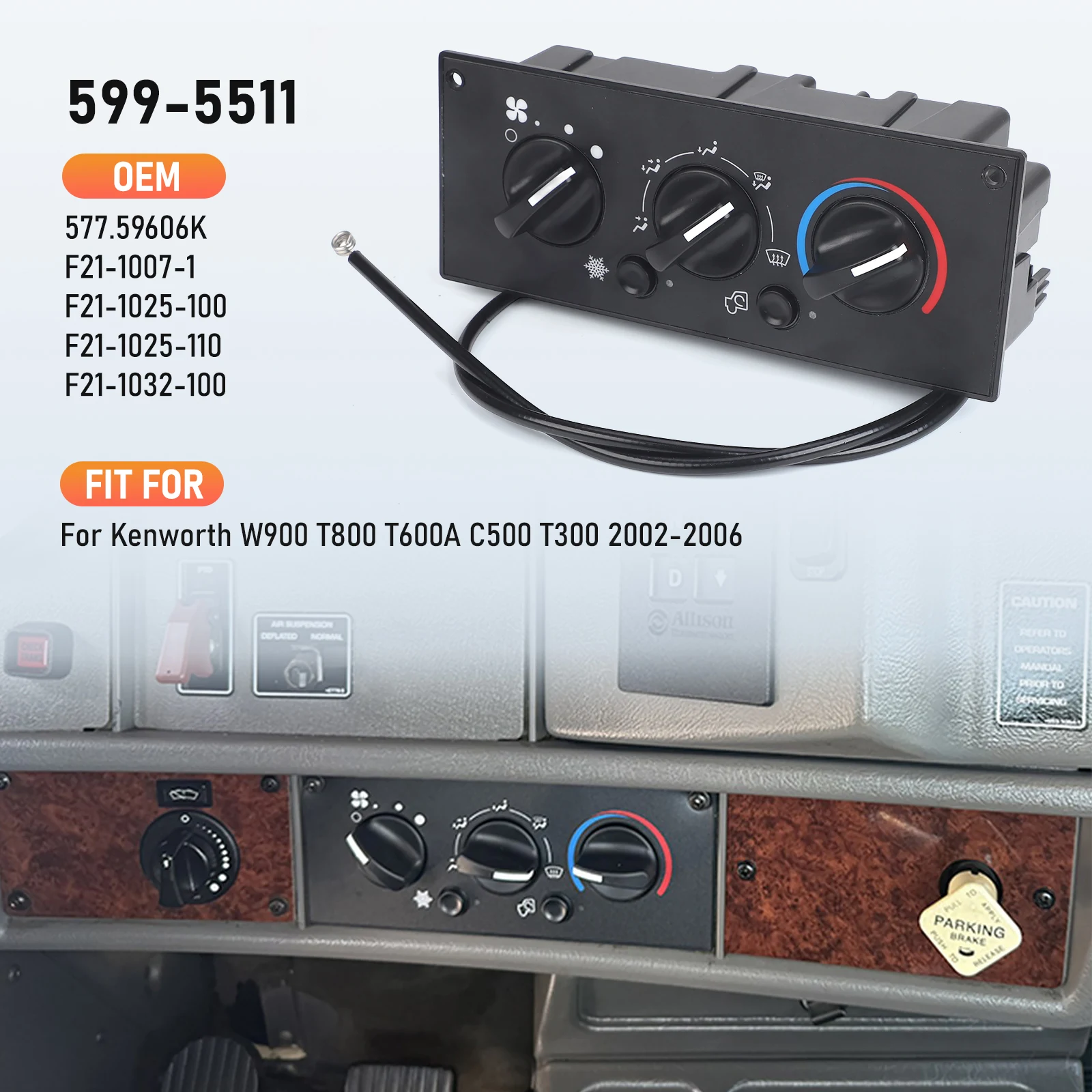 Für Freightliner M2 B2 108SD 114SD 2002-2024 Klimaanlage Heizungssteuerung Schalttafel Klimasteuermodul 24 Pins OEM 599-008 – Detail 1