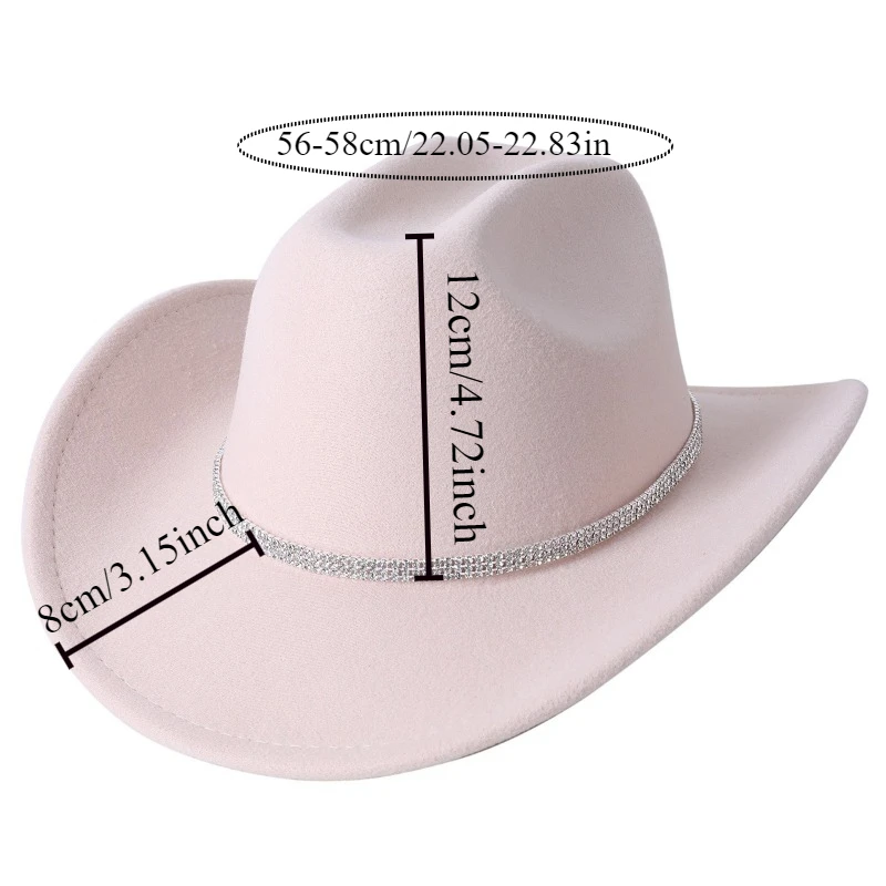 Rhinestone Girls Cowboy Hat for Women and Men with Shapeable Wide Brim Felt Cattleman Western Cowgirls Hats Party Hat Cowboy Hats Cowgirl Hats