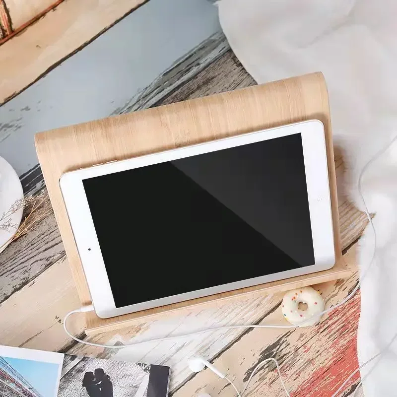 MultiPurpose Bamboo Tablet and Phone Stand  Universal Holder for IPad Tab Household Desktop Bracket Practical 2