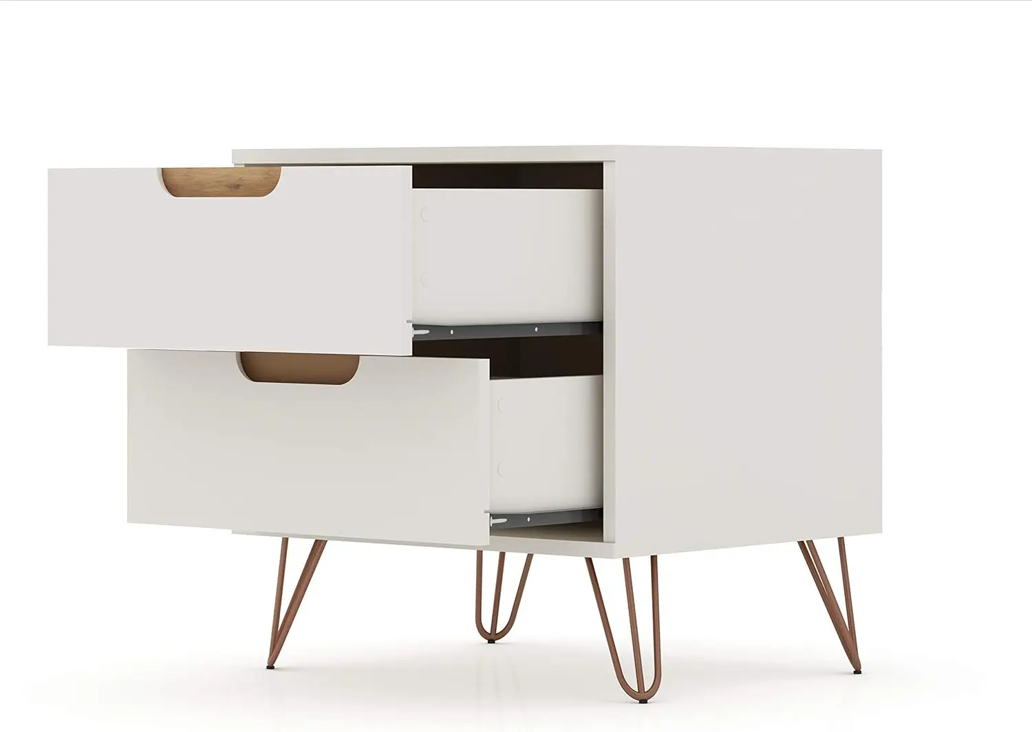 Rockefeller Mid-Century Modern 3 Drawer Bedroom Dresser with Nightstand Set of 2 Off White/Nature Durable construction
