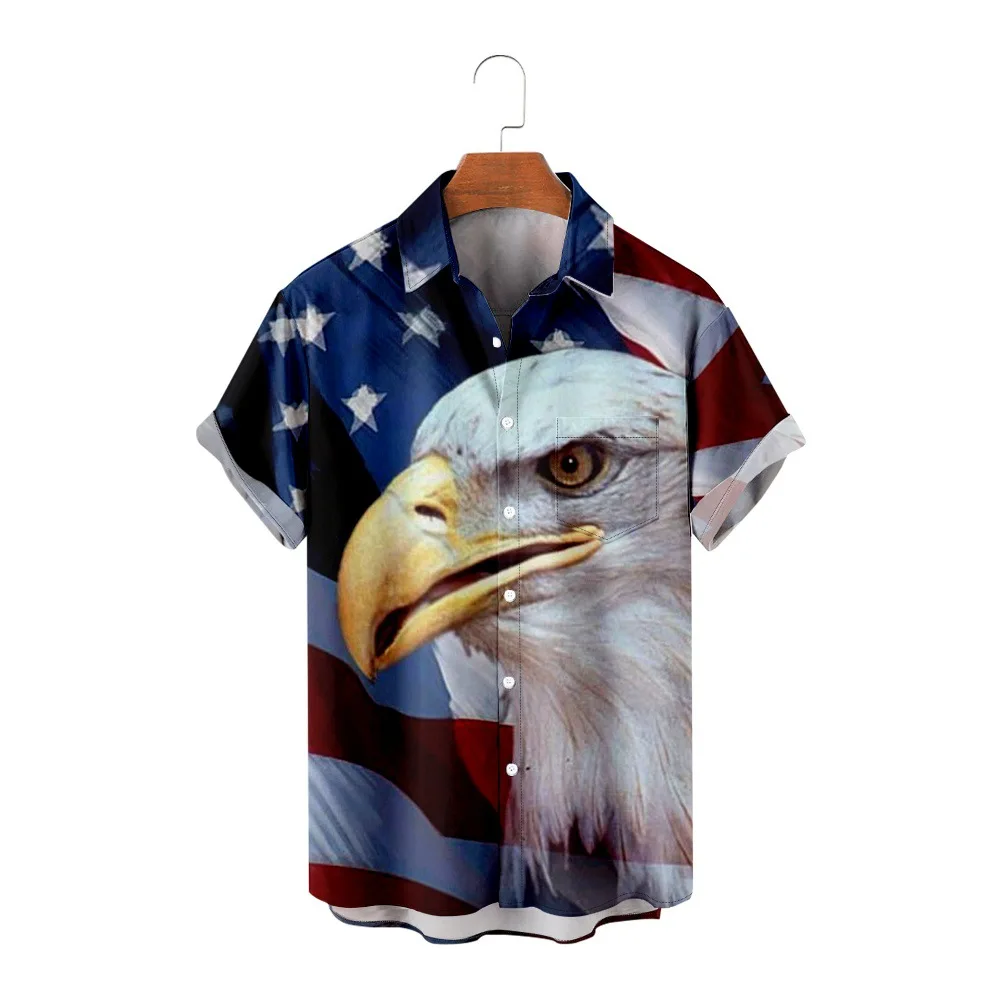 

2024 New American Element Men's Casual 3D Digital Printed Short Sleeve Casual Shirt