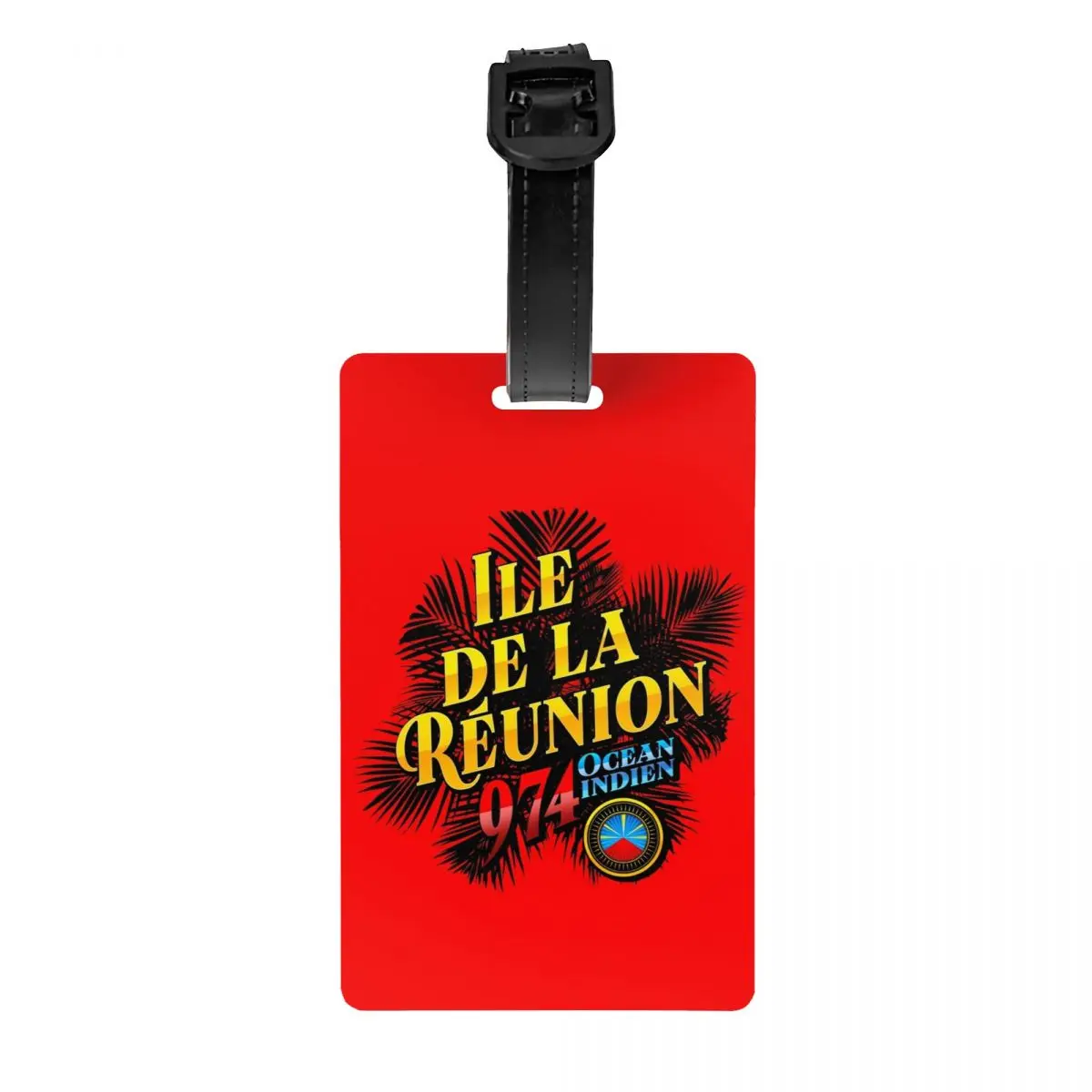 

Reunion Island 974 Luggage Tag Custom Tropikal leaves Baggage Tags Privacy Cover Name ID Card