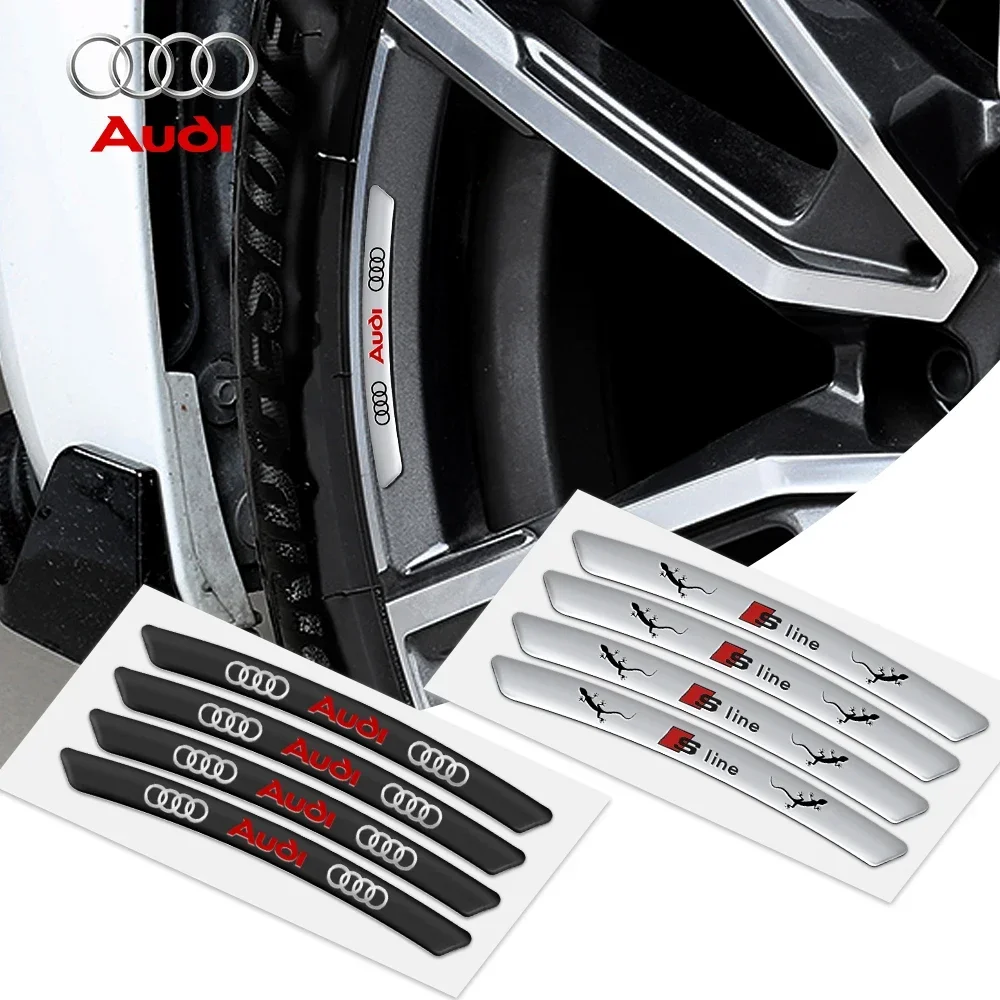 

4Pcs Wheel Hub Stickers Wheel Rims Aluminium Decoration Strips For Audi Sline A4 B8 B6 B7 B9 A3 A6 C7 C6 C5 A5 Q5 A1 A6 Quattro